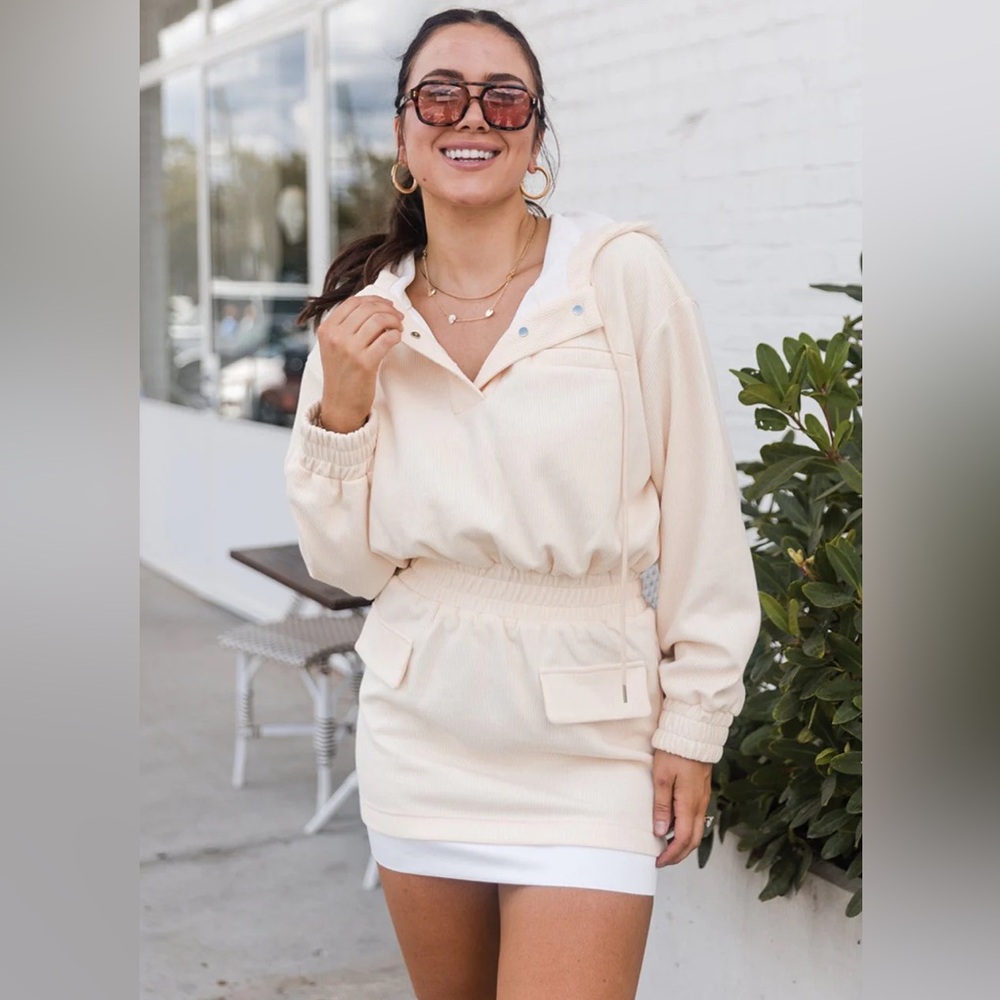 NWT Cream Hooded Dress